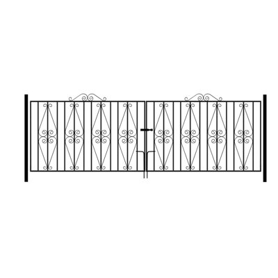 STIRA Metal Scroll Driveway Gate 3353mm GAP x 914mm High ST22ZP