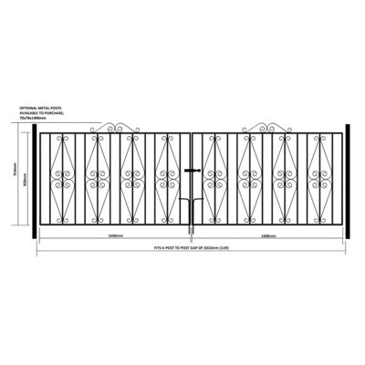 STIRA Metal Scroll Driveway Gate 3353mm GAP x 914mm High ST22ZP