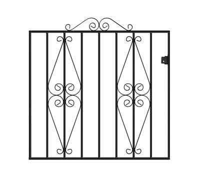 STIRA Metal Scroll Low Flat Garden Gate 1067mm GAP x 914mm High ST05ZP