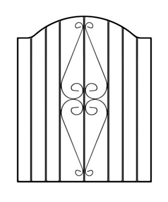 STIRA Scroll Low Bow Top Metal Garden Gate 880mm GAP x 942mm High HESB