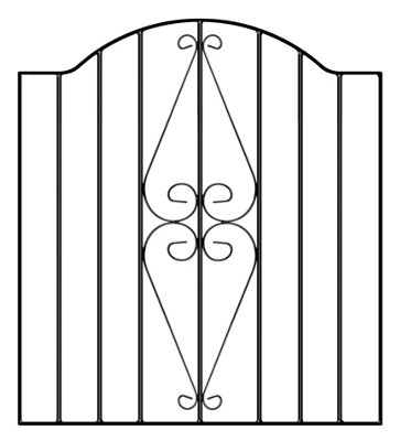 STIRA Scroll Low Bow Top Metal Garden Gate 955mm GAP x 942mm High HESC