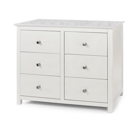 Stirling 3+3 drawer wide chest, White