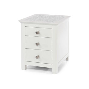Stirling, 3 drawer bedside cabinet, White