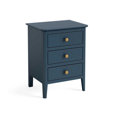 Stirling Blue 3 Drawer Bedside Table Fully Assembled - By Roseland Furniture