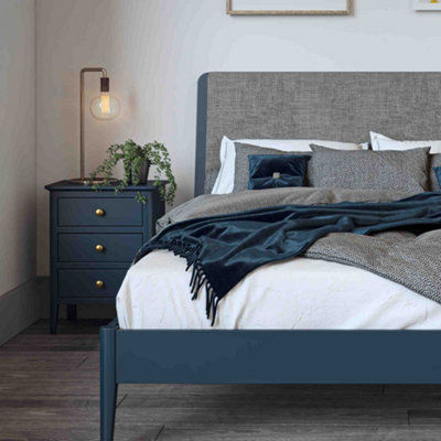 Stirling Blue 3 Drawer Bedside Table Fully Assembled - By Roseland Furniture