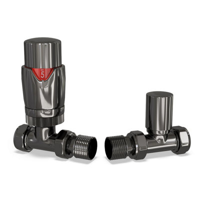 Stirling Bold - Black Nickel Thermostatic Radiator Valve & Lockshield ...
