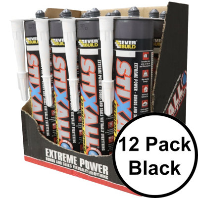 Stixall Extreme Power Cartridge Sealant and Adhesive in Black 290ml Case of 12 Tubes