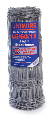 Stock Fence L5/60/15 Lightweight Wire Fencing Dog Proofing 60cm tall - 50m