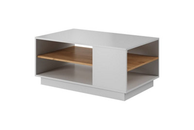 Stockholm Contemporary Coffee Table 2 Shelves White & Old Gold Craft (H)460mm (W)1000mm (D)600mm