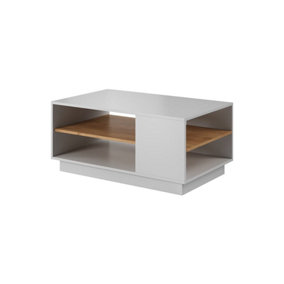 Stockholm Contemporary Coffee Table 2 Shelves White & Old Gold Craft (H)460mm (W)1000mm (D)600mm