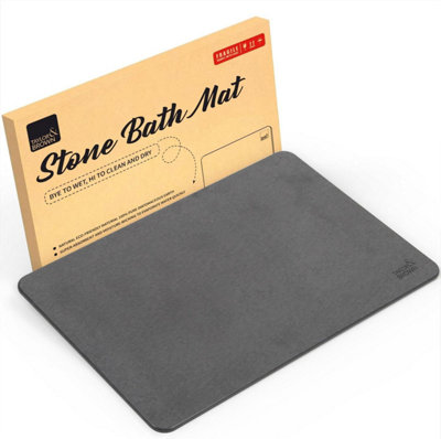 Stone Bath Mat (60x39cm) Diatomaceous Earth Quick-Dry & Super Absorbent Non-Slip Anti-Mould Natural & Easy to Clean
