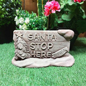 Stone Cast Christmas Sign for Garden / Xmas Stone Lawn Sign