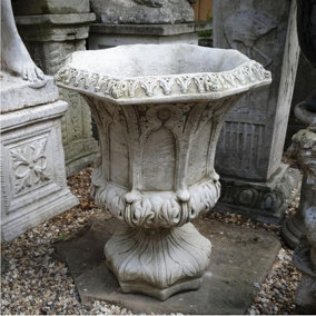 Stone Cast Gothic Octagonal Urn Planter