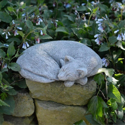 Stone Cast Sleeping Cat Ornament