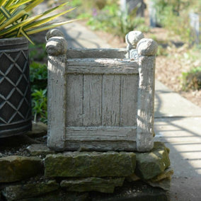 Stone Cast Square Wood Design Pot