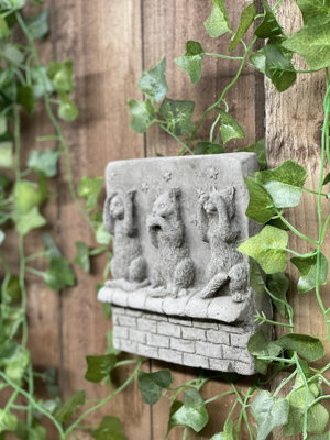 Stone cast Three Wise cat Wall Plaque