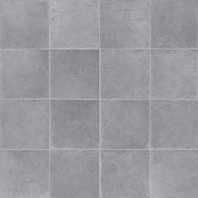Stone Effect Anti-Slip Grey Vinyl Flooring For LivingRoom, Hallway, Kitchen, 2mm Textile Backing Vinyl -5m(16'4") X 2m(6'6")-10m²