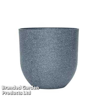 Stone Effect Garden Planter in Grey for Outdoor Patio, Weatherproof Plastic (x3)