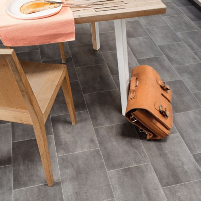 Stone Effect Grey Anti-Slip Vinyl Flooring For DiningRoom Hallways Conservatory And Kitchen Use-6m X 2m (12m²)