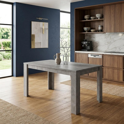 Stone Grey Effect Wood Dining Table Set with 4 White Gem Pattern Chairs ...