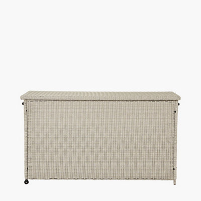 Stone Grey Large Rattan Storage Box Rectangular Cushion Box