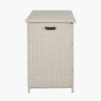 Stone Grey Large Rattan Storage Box Rectangular Cushion Box