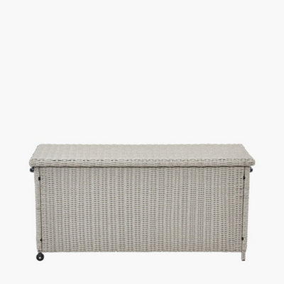 Stone Grey Small Rattan Storage Box Rectangular Cushion Box