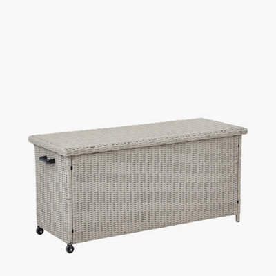 Stone Grey Small Rattan Storage Box Rectangular Cushion Box