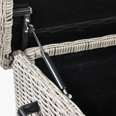 Stone Grey Small Rattan Storage Box Rectangular Cushion Box