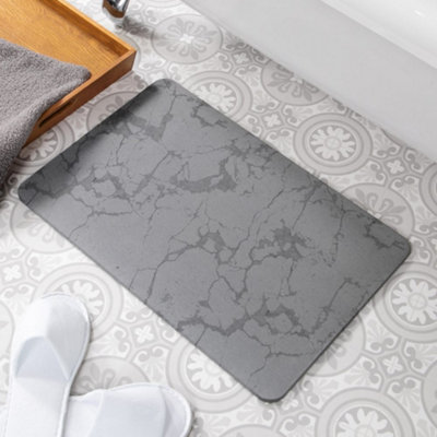 Stone Pattern Grey Stone Non Slip Bath Mat | DIY at B&Q