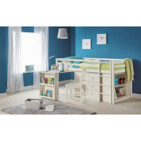 Stone White Practical Mid Sleeper Childrens Bed Frame - Single 3ft (90cm)