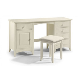 Stone White Twin Pedestal Dressing Table with Dressing Stool