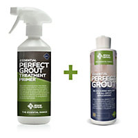 Stonecare4U - Perfect Grout Sealer + Primer - Bundle (237ml Coffee) Restore & Renew Old Kitchen, Bath, Wall & Floor Grout