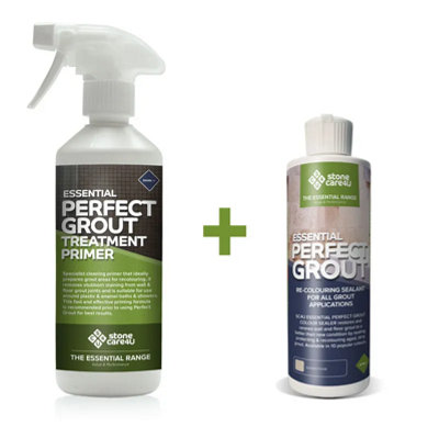 Stonecare4U - Perfect Grout Sealer + Primer - Bundle (237ml Sandstone) Restore & Renew Old Kitchen, Bath, Wall & Floor Grout