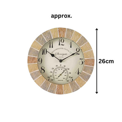 Stonegate Garden Wall Clock & Thermometer Resin Indoor Outdoor Home Decor - 3