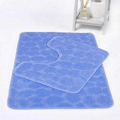 Stones 2 Piece Bath Mat & Pedestal Set Non Slip Extra Absorbent ...