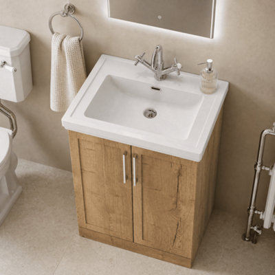 Stonnall Traditional Floor Standing 2 Door Vanity Unit with Traditional ...