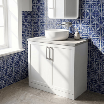 Stonnall Traditional Floor Standing 2 Door Vanity Unit with White ...