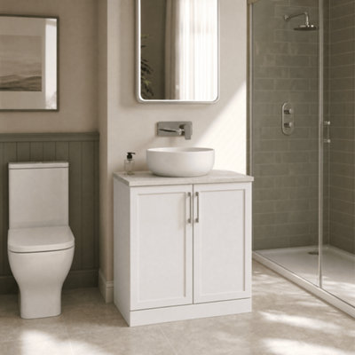 Stonnall Traditional Floor Standing 2 Door Vanity Unit with White ...