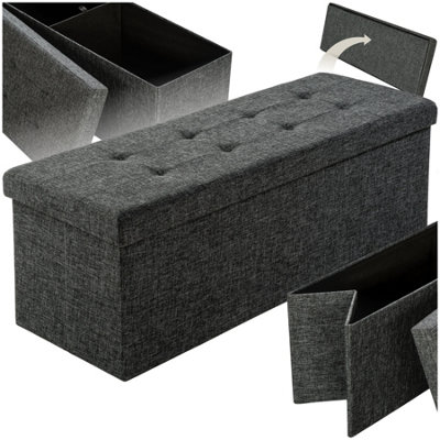Stool - foldable, padded, polyester, large storage space, 110 x 38 x 38 ...