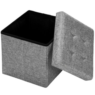 Stool with storage space - foldable, padded, polyester, 38 x 38 x 38 cm ...