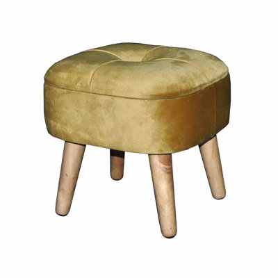 Stool - Wood - L30 x W30 x H34 cm - Yellow