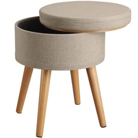 Stool Yara upholstered chair with storage space in linen look - sand