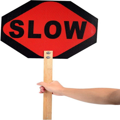 STOP SLOW SIGN ROAD WORKS JUNCTION TRAFFIC CONTROL RESTRICTED SAFETY ...