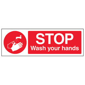 Stop, Wash Your Hands Catering Kitchen Sign - Adhesive Vinyl - 300x100mm (x3)