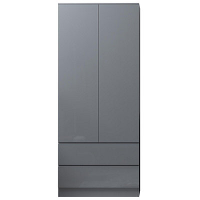 Stora 2 Door 2 Drawer Combination Wardrobe High Gloss Grey