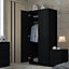 Stora 2 Door Large Double Door Wardrobe High Gloss Black