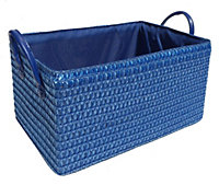 Storage Basket Cardboard Polyester Kids Bedroom Baby Organiser With Handles BLUE,Large 34x23x18cm