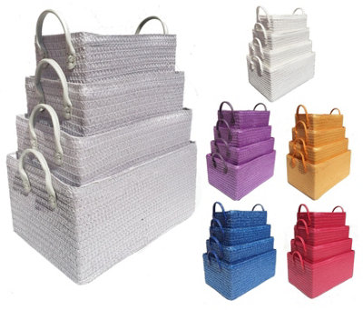 Storage Basket Cardboard Polyester Kids Bedroom Baby Organiser With Handles Light Grey,Large 34x23x18cm