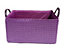 Storage Basket Cardboard Polyester Kids Bedroom Baby Organiser With Handles Purple,Medium 30x20x16cm